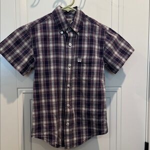 Cinch Kids blue and White Plaid Button-Down Shirt